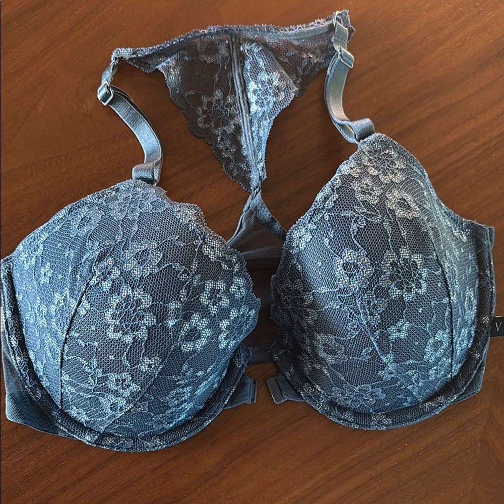 Victoria’s Secret. Lace Racerback Bra in Blue.